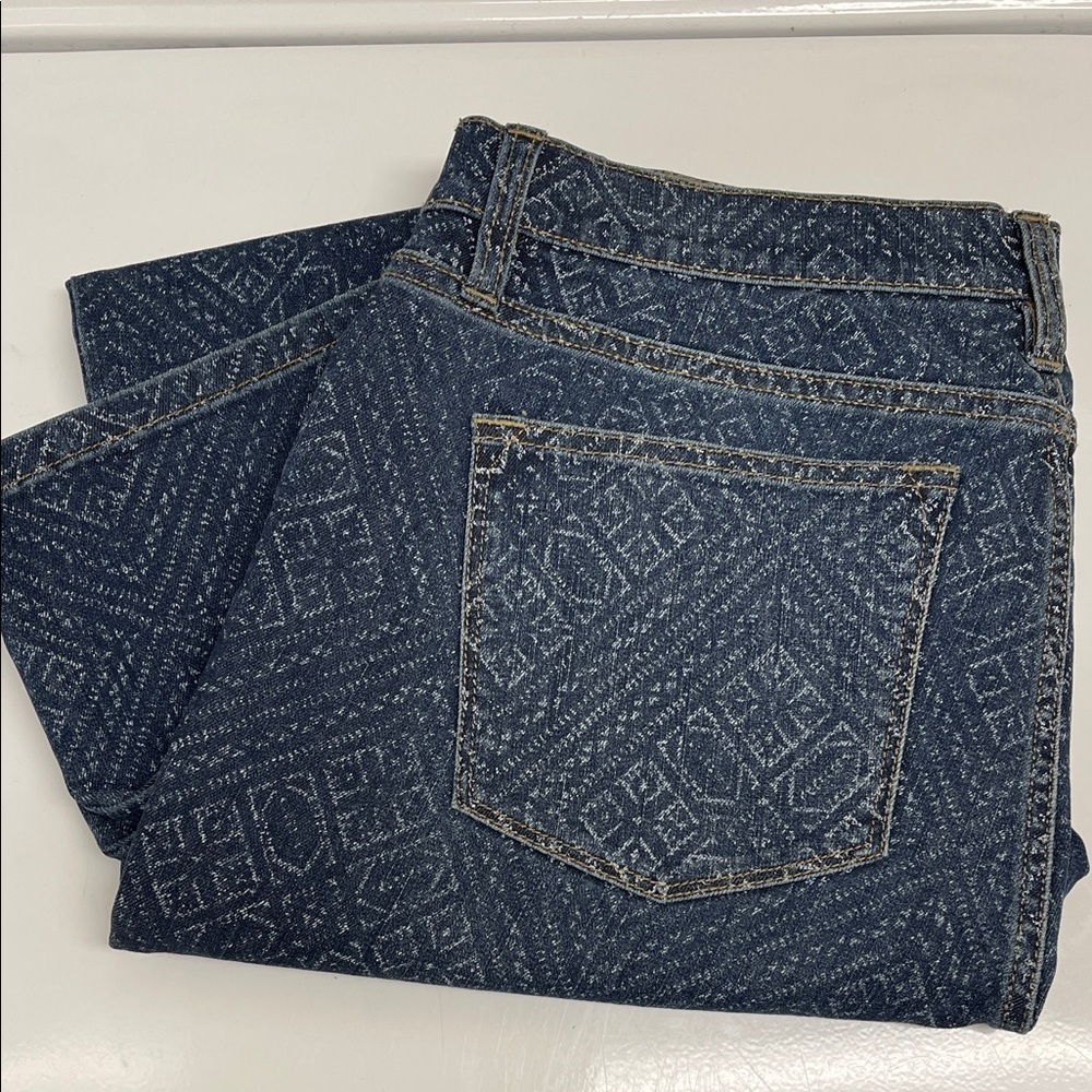 Lauren Jeans Co. Ralph Lauren Monogram Jacquard Jeans - 10 Straight Mid Rise